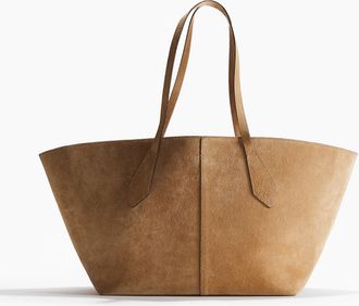 H&M Shopper aus Veloursleder - Yellow