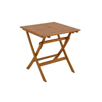 Miliboo Miliboo - Mesa De Jard&iacute;n Cuadrada Plegable De Madera Maciza 70 Cm Fuego
