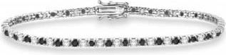 Allurez Alternating Diamond & Black Diamond Eternity Bracelet 14K White Gold (3.51ct)