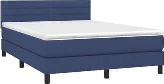 vidaXL Cama Box Spring Con Colch&oacute;n Tela Azul 140x190 Cm Vidaxl
