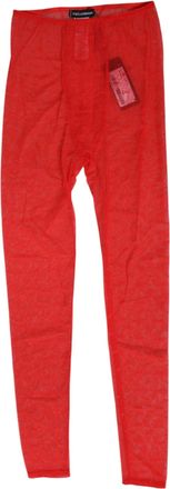 Dolce & Gabbana Womens Logo Lace Nylon Leggings Red Elastane