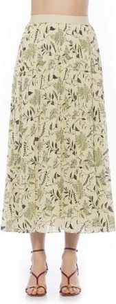 Alexia Admor Kesia Midi Chiffon Pleated Skirt in Sage Floral at Nordstrom Rack, Size 12