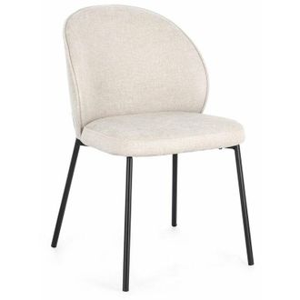 BIZZOTTO Sedia Wendy con struttura in acciaio, per arredo interno 54 x 60 x h 83 cm -Nero/Beige / Confezione da 4 pezzi