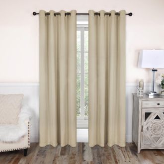 Superior Thermal Insulated Solid Blackout Curtain Panel Set with Grommet Topper