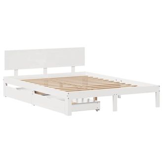 Berkfield Home Decorative Bed Frame with Drawers without Mattress White 120x200 cm | Size: Small Double