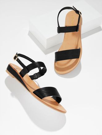 Talbots Gracelyn Nappa Wedge Sandals - Black - 10 1/2 M Talbots