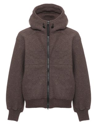 Canada Goose High-Neck Brown Jacket With Adjustable Hood And Textured Finish
