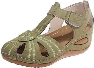 Generic Closed Toe Sandals for Women 2026 Casual Wedge Sandal with Arch Support Ladies Retro Dressy Summer Walking Beach Sliders with Adjustable Ankle Strap C
