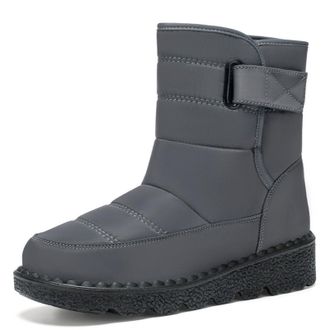 Generic Womens Winter Warm Waterproof Snow Boots, Winter Warm Plush Boots, Cotton Shoes (Grey, Shoe Size, Adult, Women, 7.5, Numeric, UK Footwear Size System,