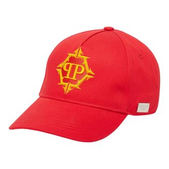Philipp Plein Baseball Cap Hexagon - unisex - Petten - Rood - ONE Size - Katoen - Accessoires