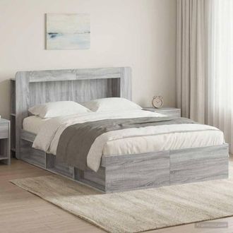 Berkfield Home Bed Frame with Storage Grey Sonoma 140 x 190 cm Engineered Wood