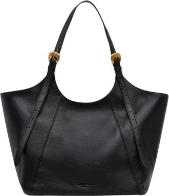 Twinset Leren Tote Bag - Dames - Shoppers - Zwart - ONE Size - Leer - Tassen