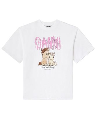 Ganni Cotton Graphic T Shirt