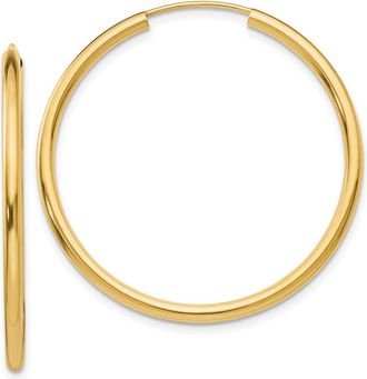 Diamond2Deal 10k Yellow Gold Round Endless Hoop Earrings 1.50g