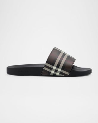 Burberry Mens Check Slides