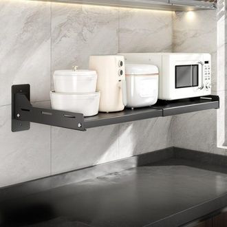 OEM Estante Extensible Para Horno Microondas, No Requiere Perforaci&oacute;n, Rejilla Para Horno De Pared, (36,5-60)3415,7 Cm, Negro