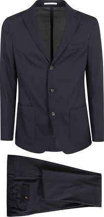 Eleventy Tailored Blue Polyester Suit with Textured Blazer and Trousers