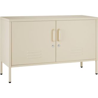 TecTake Aparador met&aacute;lico de acero con cierre magn&eacute;tico 100x42,5x65 cm, crema
