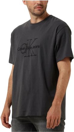 Calvin Klein Monologo Washed Tee - Heren - T-shirts - Grijs - XS - Katoen - Tops
