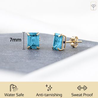 MAX + STONE 14k Yellow or White Gold Solitaire 7x5mm Gemstone Stud Earrings