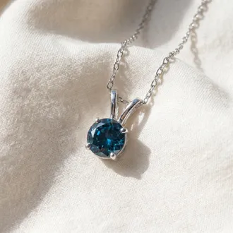 Pompeii3 1/2ct Blue Diamond Solitaire 14K White Gold Pendant