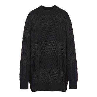 Semicouture Round-neck Knitwear, female, Black, Size: S Abito Florida