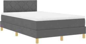 vidaXL Cama Tipo Box Spring Con Colch&oacute;n Gris Oscuro 120 X 190 Cm Tela Vidaxl