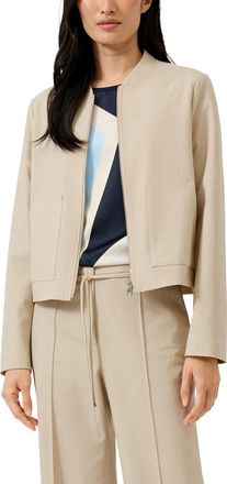 s.Oliver Black Label Kurzjacke S.OLIVER BLACK LABEL, Damen, Gr. 34, beige, Web, Obermaterial: 62% Polyester, 33% Viskose, 5% Elasthan, unifarben, regular fit normal, gerad