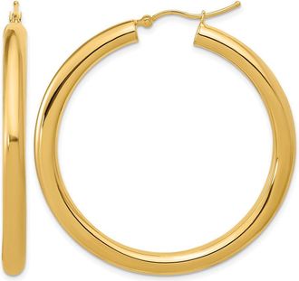 Diamond2Deal 14k Yellow Gold 4x45mm Round Hoop Earrings