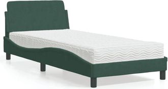 vidaXL Cama Con Colch&oacute;n Terciopelo Verde Oscuro 90x190 Cm Vidaxl