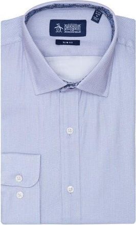 Original Penguin Royal Texture Slim Fit Dress Shirt in Heavenly Blue at Nordstrom Rack, Size 14 - 32/33
