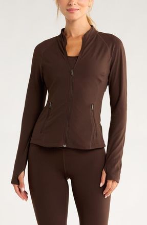 Zella Studio Luxe Active Jacket in Brown Mole at Nordstrom, Size X-Large