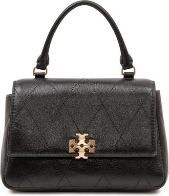 Tory Burch Charlie Quilted Mini Top Handle Chain Wallet - Dames - Handtassen - Zwart - ONE Size - Leer - Tassen