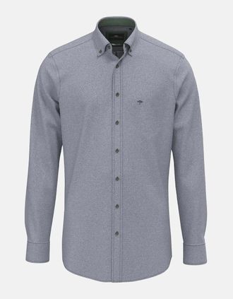 Fynch-Hatton Mens Herringbone Flannel Button Down Shirt Navy - Size: 42/Regular