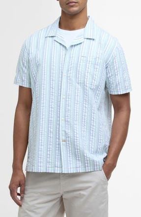 Barbour Beechcroft Stripe Cotton Seersucker Camp Shirt in Pale Apple at Nordstrom Rack, Size Xx-Large