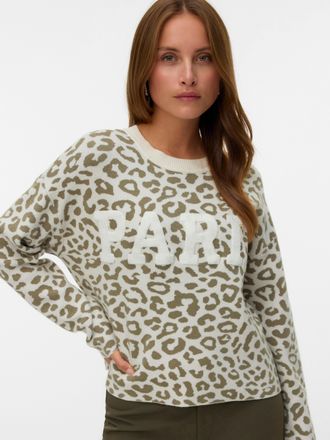 Vero Moda Strickpullover VERO MODA VMTRES BIEN LS O-NECK PULLOVER, Damen, Gr. M, birch detail:with mermaid, Strick, Obermaterial: 52% Viskose, 28% Polyester, 20