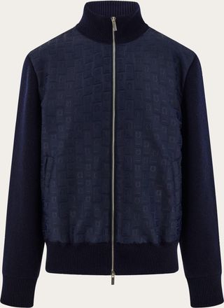 Ferragamo Men Knitted bomber jacket Blue