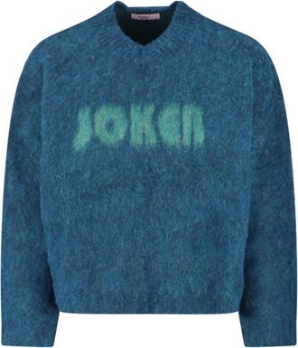 Martine Rose V-Neck Mohair Sweater With Ribbed Trims And Prominent Logo