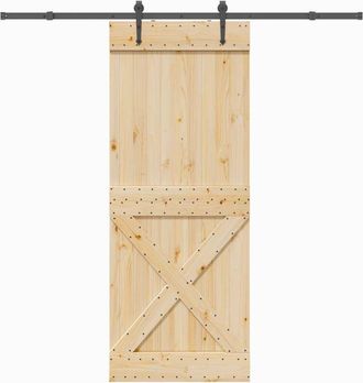 vidaXL Puerta Corredera Con Herrajes Madera Maciza De Pino 90x210 Cm Vidaxl