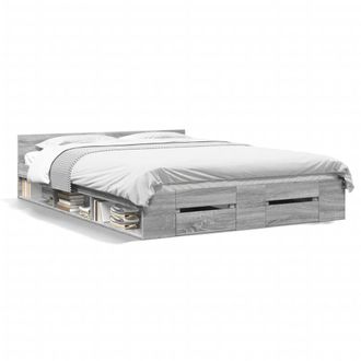 Berkfield Home Bed Frame with Drawers without Mattress Grey Sonoma 120x200 cm | Size: Small Double