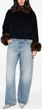 Self Portrait Faux-Fur Collar & Cuffs Wool Jacket - Black