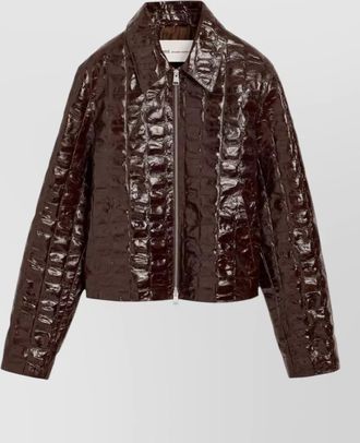 Ami leather single breasted coat