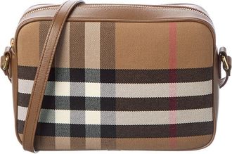 Burberry Check Canvas & Leather Shoulder Bag