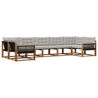 vidaXL Conjunto De Sof&aacute;s De Exterior 7 Pcs Natural Y Gris Claro Vidaxl