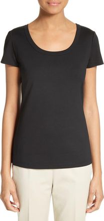Lafayette 148 New York Scoop Neck Cotton Tee in Black at Nordstrom, Size Medium