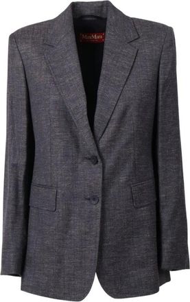 Max Mara Dames, Jassen, Blauw, Maat: XS Linnen