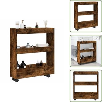 vidaXL Carrello in truciolato - vidaXL Carrello Stretto a 3 Livelli Rovere Fumo in Truciolato - Carrello in legno
