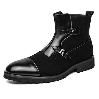 Generic Mens Winter Ankle Boots with Round Toe, Anti-Slip Design, Easy On Off Short Boots with Side Zip for Office, Walking and Social Occasions,Black,12.5 UK