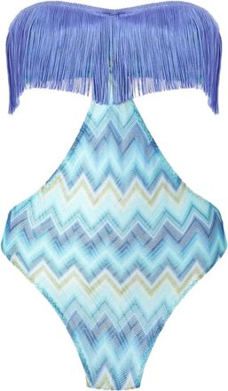 Missoni fringe swimsuit - women - Polyester/Acetate/Polyamide/Elastane - 38 - Blue