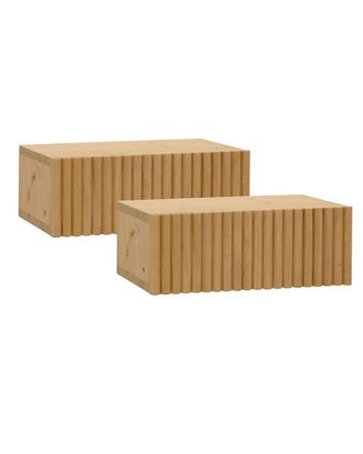 Deco Wood Set 2 mesitas de noche de madera maciza flotante roble medio 40cm